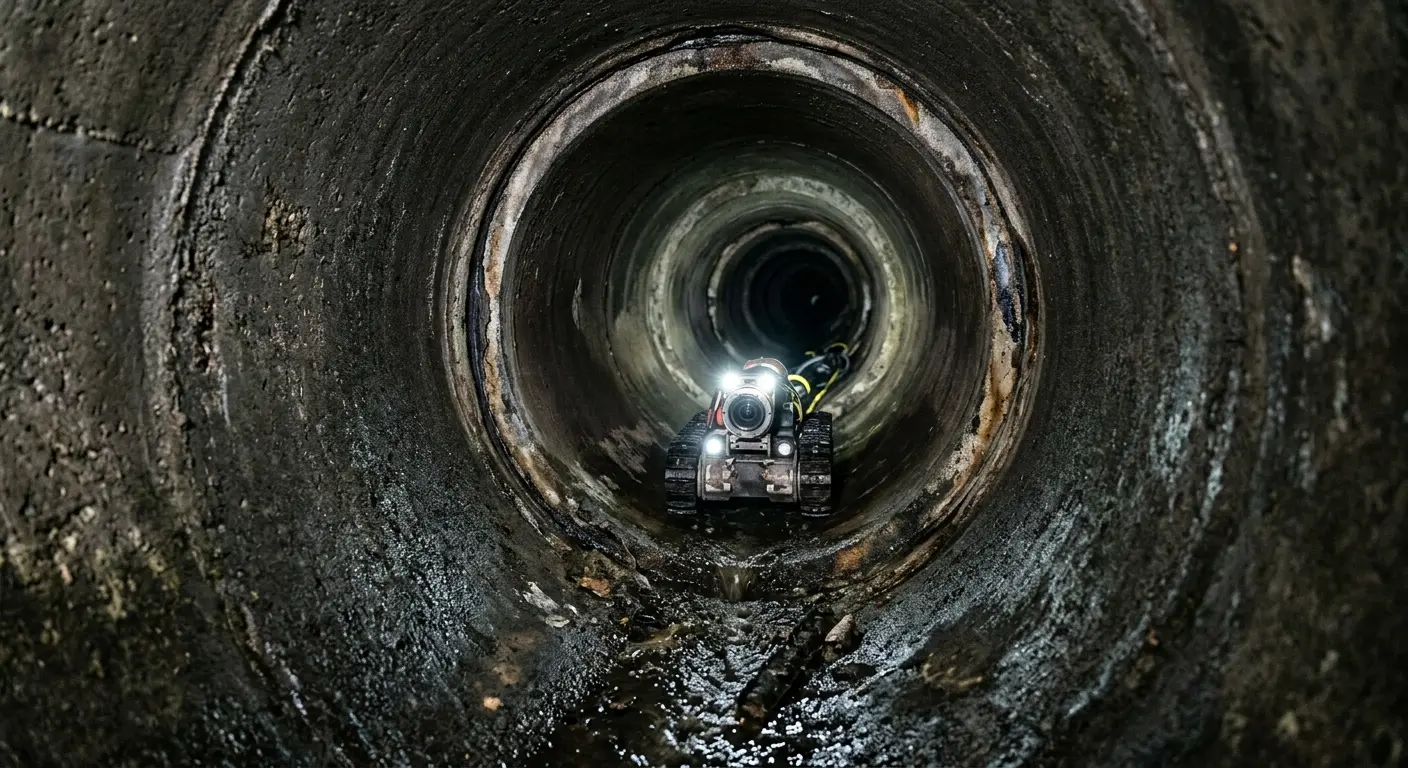 Robotic sewer camera inspecting pipe interior for Drain Snake Service in Sturgeon Bay